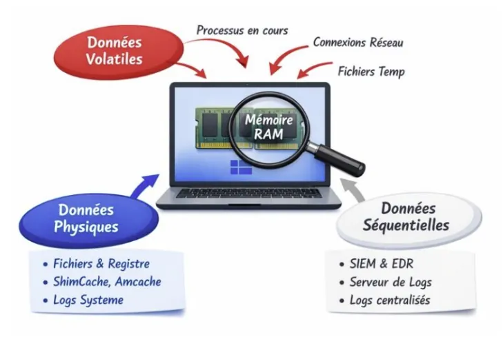 Forensic Windows : données volatiles, artefacts disque et journaux